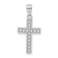 14K White Gold Cross Pendant with Hearts view 4