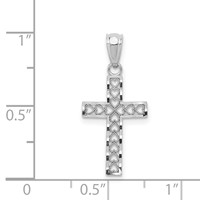 14K White Gold Cross Pendant with Hearts view 3