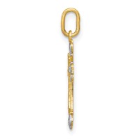 14K and White Rhodium Cross Charm view 2