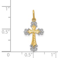 14K and White Rhodium Cross Charm view 3