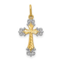14K and White Rhodium Cross Charm view 1