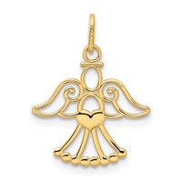 14K Yellow Gold Cut-out Angel Charm with Heart view 4