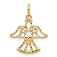 14K Yellow Gold Cut-out Angel Charm with Heart view 1