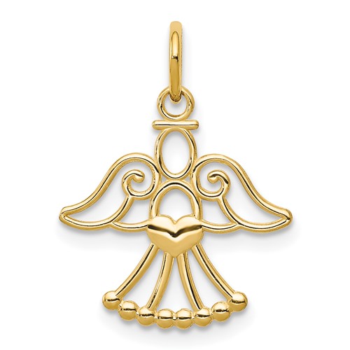 14K Yellow Gold Cut-out Angel Charm with Heart
