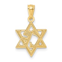 14K Polished and Textured Star of David Pendant view 4