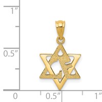 14K Polished and Textured Star of David Pendant view 3