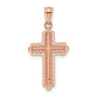 14K Rose Gold and White Rhodium Diamond-cut Cross Pendant view 4