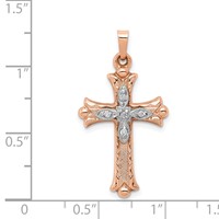 14K Two-tone 0.05 Carat Diamond Cross Pendant view 3