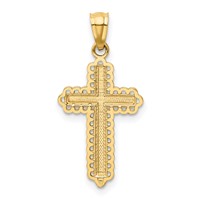 14K Pendant with White Rhodium Diamond Cut Cross view 4