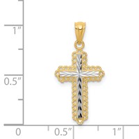 14K Pendant with White Rhodium Diamond Cut Cross view 3