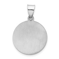 14K White Gold Polished and Satin Hollow Our Lady of Guadalupe Medal Round Pendant view 4