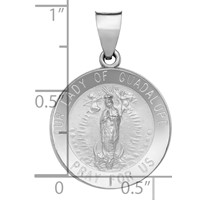 14K White Gold Polished and Satin Hollow Our Lady of Guadalupe Medal Round Pendant view 3