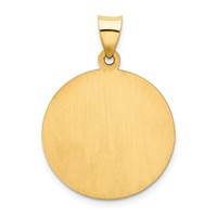 14K Yellow Gold Polished and Satin Hollow Our Lady of Guadalupe Medal Round Pendant view 4