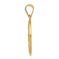 14K Yellow Gold Polished and Satin Hollow Our Lady of Guadalupe Medal Oval Pendant view 2
