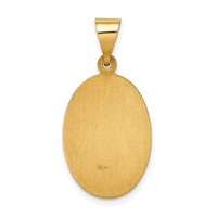 14K Yellow Gold Polished and Satin Hollow Our Lady of Guadalupe Medal Oval Pendant view 4