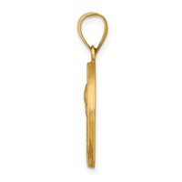 14K Yellow Gold Polished and Satin Hollow Our Lady of Sorrows Medal Round Pendant view 2