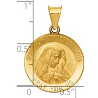 14K Yellow Gold Polished and Satin Hollow Our Lady of Sorrows Medal Round Pendant view 3