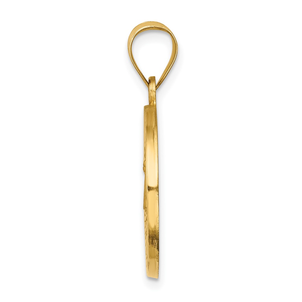 14k Polished and Satin Caridad del Cobre Medal Hollow Pendant (XR1260)