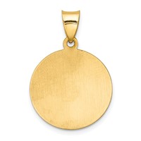 14K Yellow Gold Polished and Satin Hollow Caridad Del Cobre Medal Round Pendant view 3