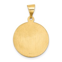 14K Yellow Gold Polished and Satin Hollow Sacred Heart of Mary Medal Round Pendant view 4