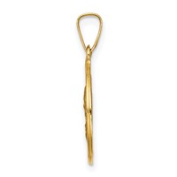 14K Yellow Gold Polished and Satin Hollow Matka Boska Czestochowska Medal Reversible Round Pendant view 2