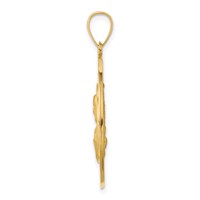 14K Yellow Gold Polished and Satin Hollow Large Queen of the Holy Scapular Medal Reversible Round Pendant view 2