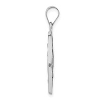 14K White Gold Polished and Satin Hollow Miraculous Medal Round Pendant view 2