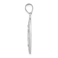 14K White Gold Polished and Satin Hollow Miraculous Medal Oval Pendant view 2