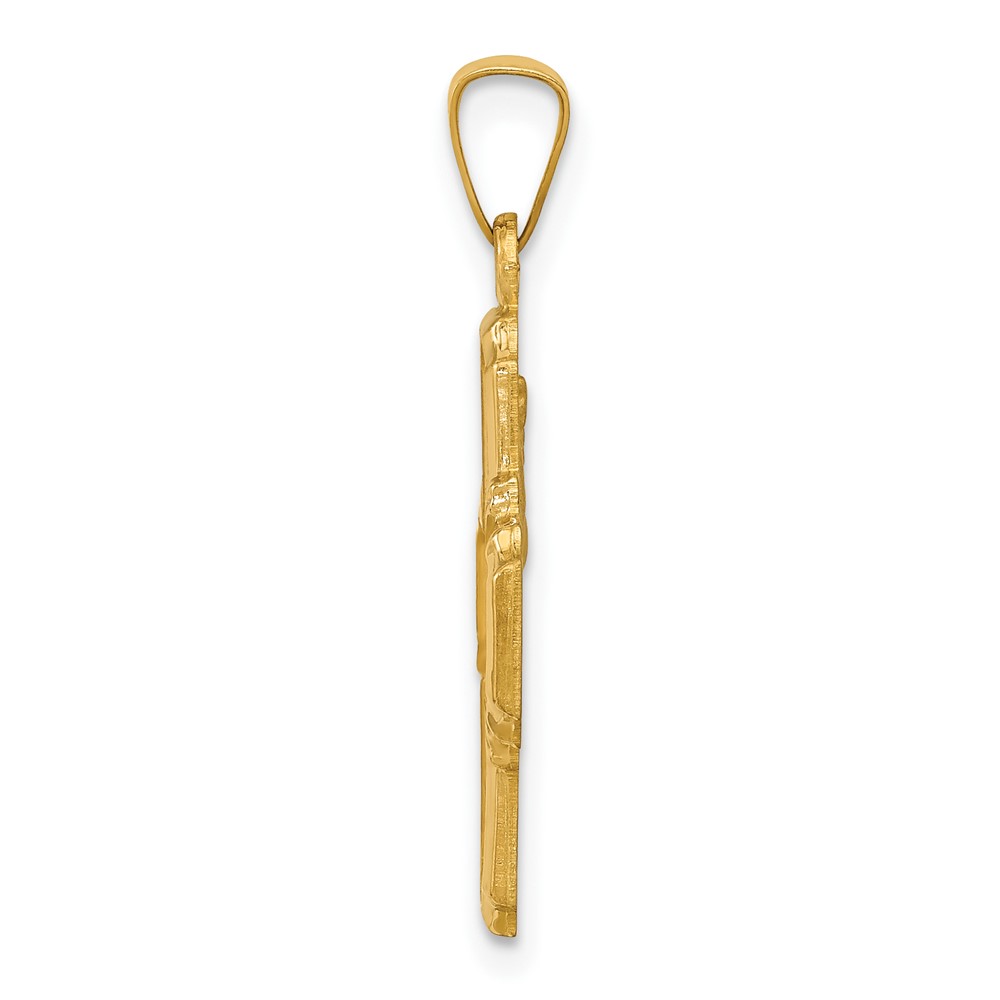 14k Polished and Satin Four Way Medal Hollow Pendant (XR1281)