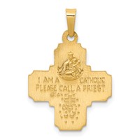 14K Yellow Gold Polished and Satin Hollow Four-Way Medal Pendant view 3