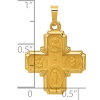 14K Yellow Gold Polished and Satin Hollow Four-Way Medal Pendant view 4