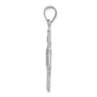 14K White Gold Polished and Satin Hollow Four-Way Religious Medal Pendant view 2
