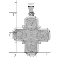 14K White Gold Polished and Satin Hollow Four-Way Religious Medal Pendant view 4