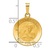 14K Yellow Gold Polished and Satin Hollow St. Andrew Medal Pendant view 3