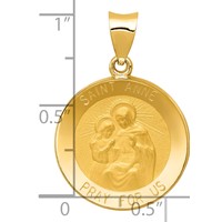 14K Yellow Gold Polished and Satin Hollow St. Anne Medal Pendant view 3
