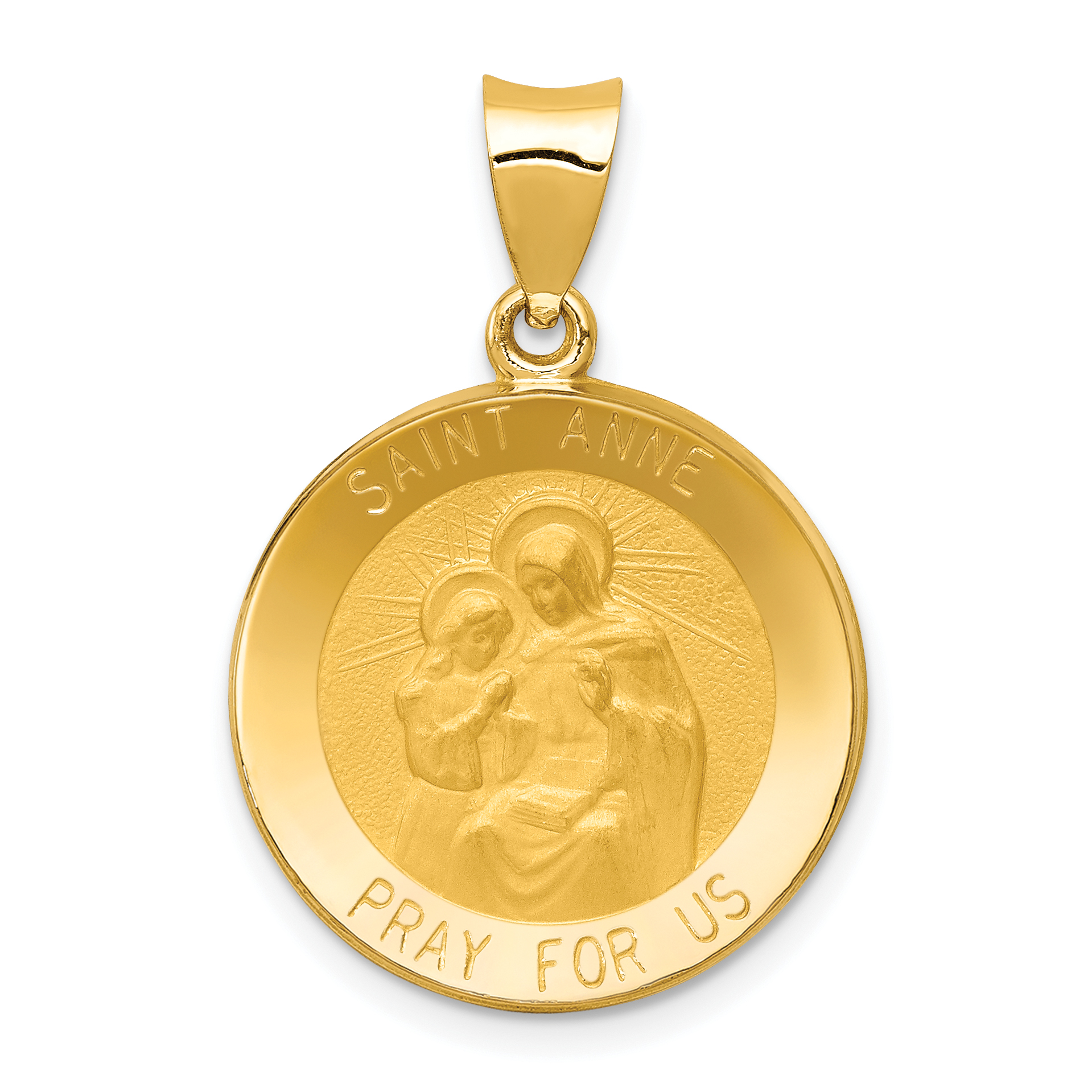 14k Polished and Satin St. Anne Medal Hollow Pendant (XR1286)