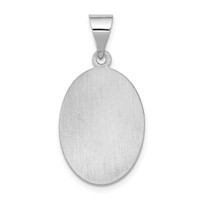 14K White Gold Polished and Satin Hollow St. Anthony Medal Oval Pendant view 4