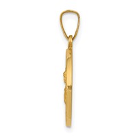 14K Yellow Gold Polished and Satin Hollow St. Barbara Medal Pendant view 2