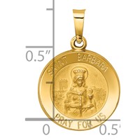 14K Yellow Gold Polished and Satin Hollow St. Barbara Medal Pendant view 3