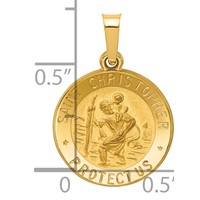 14K Yellow Gold Polished and Satin Hollow St. Christopher Medal Pendant view 3