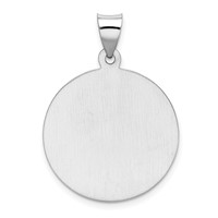 14K White Gold Polished and Satin Hollow Saint Christopher Medal Round Pendant view 4