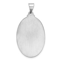 14K White Gold Polished and Satin Hollow Saint Christopher Medal Oval Pendant view 4