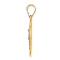 14K Yellow Gold Polished and Satin Hollow St Edward Medal Round Pendant view 2