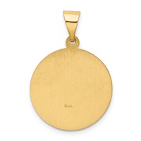 14K Yellow Gold Polished and Satin Hollow St Edward Medal Round Pendant view 4
