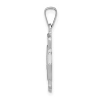 14K White Gold Polished and Satin Hollow St Florian Badge Medal Pendant view 2