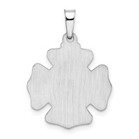 14K White Gold Polished and Satin Hollow St Florian Badge Medal Pendant view 4