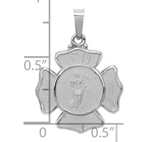 14K White Gold Polished and Satin Hollow St Florian Badge Medal Pendant view 3