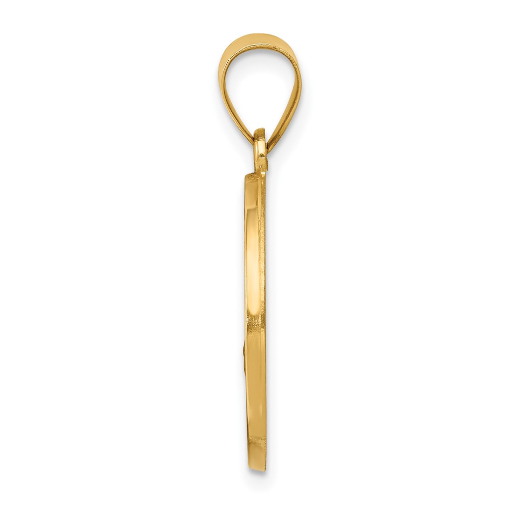 14k Polished and Satin St Florian Medal Hollow Pendant (XR1317)