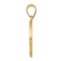 14K Yellow Gold Polished and Satin Hollow St Florian Medal Round Pendant view 2