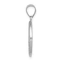 14K White Gold Polished and Satin Hollow St Florian Medal Round Pendant view 2